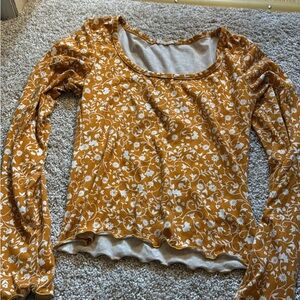 Floral Mustard Long Sleeve Top